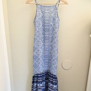 Beautiful summer dress with blue boho pattern